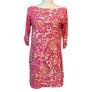 Lilly Pulitzer pink/white Camie knit, dress, seashells, small, beach, colorful